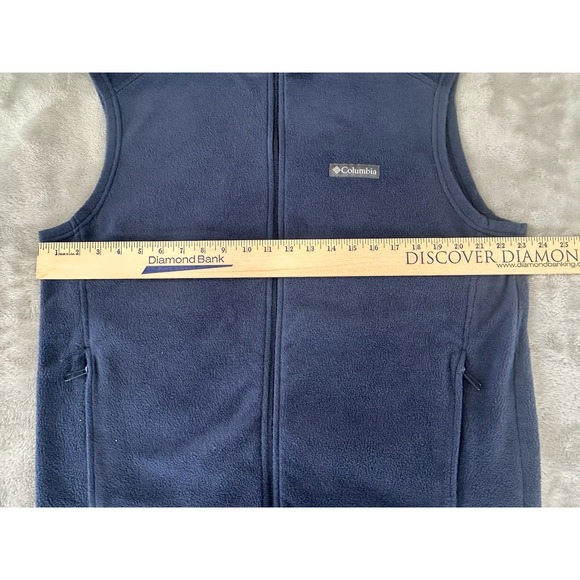 Columbia Mens Fleece Vest Navy Blue Size Large L Full Zip Pockets - Picture 3 of 6